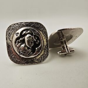 SWANK Silver Cufflinks with Warrior Design